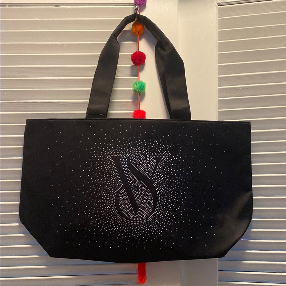 NWT Victoria's Secret Black Rhinestone Tote Bag